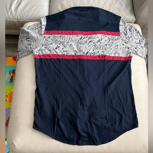 NWT - Desigual Men’s Graphic T Shirt Patchwork Long Sleeve Shirt - Size L - Picture 6 of 11